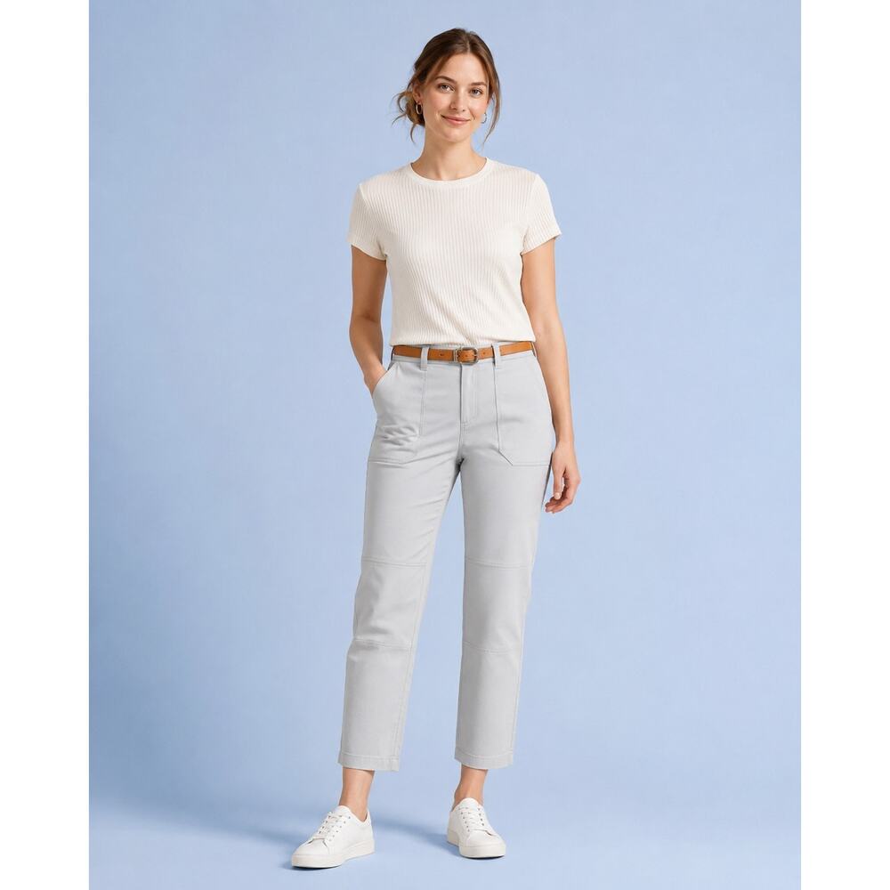 Boden Gray Utility Straight Leg Pants Women’s 2R Patch Pocket Cotton Stretch